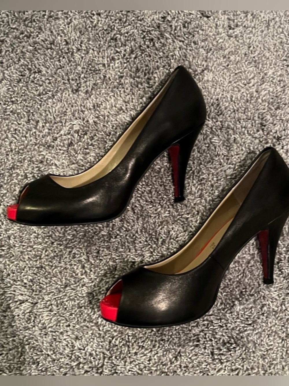 Christian Louboutin Black- Peep-Toe Heels- Size 40